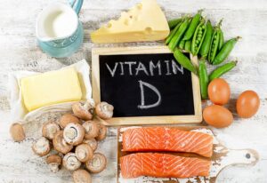 Table filled with foods rich in vitamin D